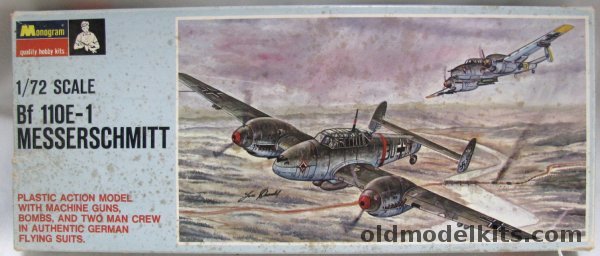 Monogram 1/72 Messerschmitt Bf-110 E-1 - Blue Box Issue, PA162-100 plastic model kit